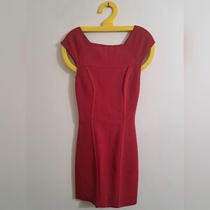 Bebe red dress. Form fitting with elastic kind of bandage but not as tight